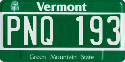 VT license plate PNQ193