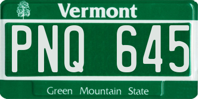 VT license plate PNQ645
