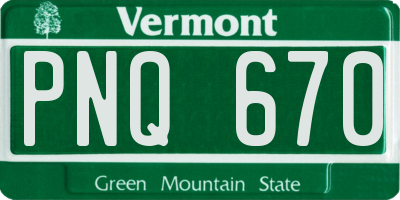 VT license plate PNQ670