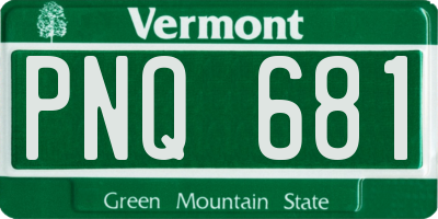 VT license plate PNQ681