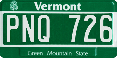 VT license plate PNQ726