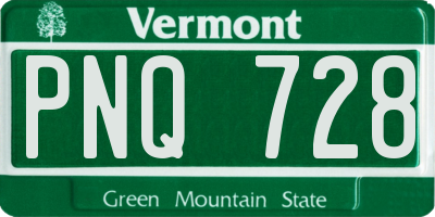 VT license plate PNQ728