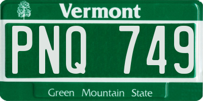 VT license plate PNQ749