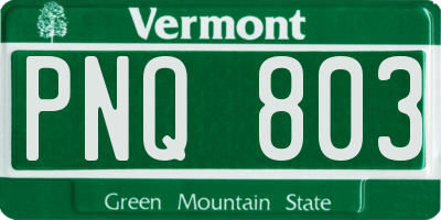 VT license plate PNQ803