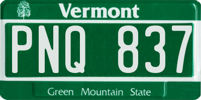 VT license plate PNQ837