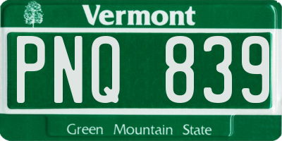 VT license plate PNQ839