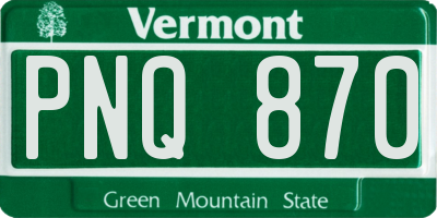 VT license plate PNQ870