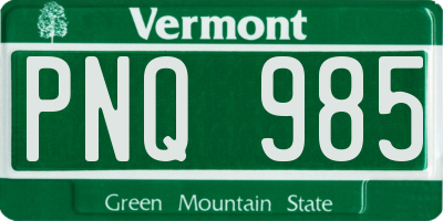 VT license plate PNQ985