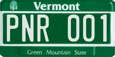 VT license plate PNR001