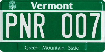 VT license plate PNR007