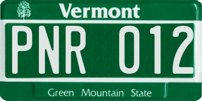 VT license plate PNR012