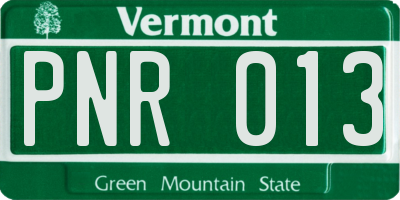 VT license plate PNR013
