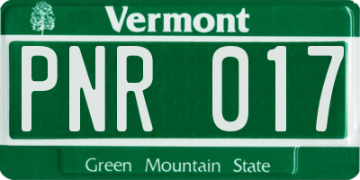VT license plate PNR017