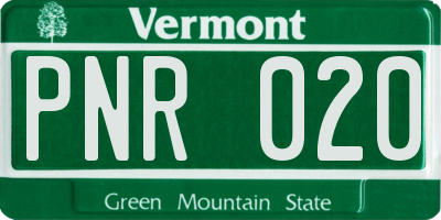 VT license plate PNR020