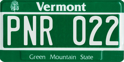 VT license plate PNR022