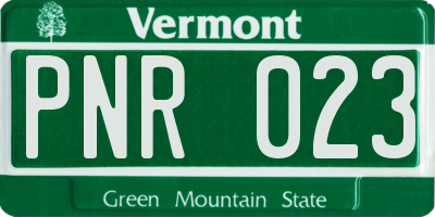 VT license plate PNR023