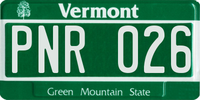 VT license plate PNR026
