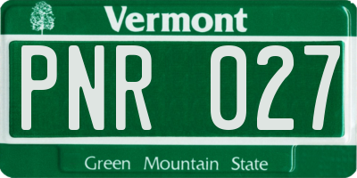 VT license plate PNR027