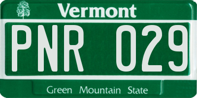 VT license plate PNR029