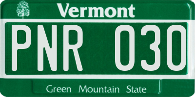 VT license plate PNR030