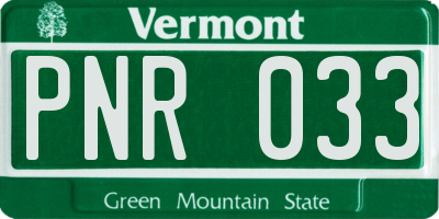 VT license plate PNR033