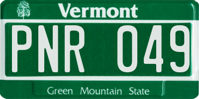 VT license plate PNR049