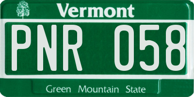 VT license plate PNR058
