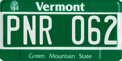 VT license plate PNR062