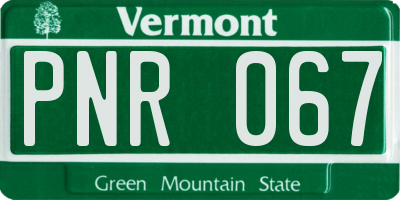VT license plate PNR067