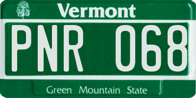 VT license plate PNR068