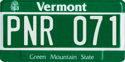 VT license plate PNR071
