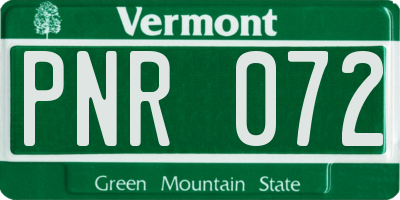 VT license plate PNR072