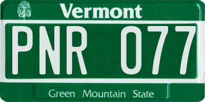 VT license plate PNR077