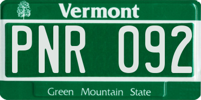 VT license plate PNR092