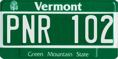 VT license plate PNR102