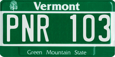 VT license plate PNR103
