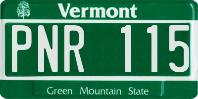 VT license plate PNR115