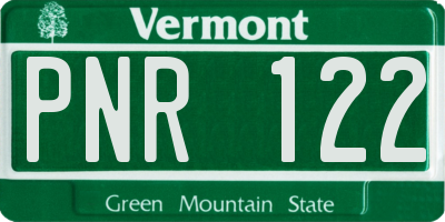 VT license plate PNR122