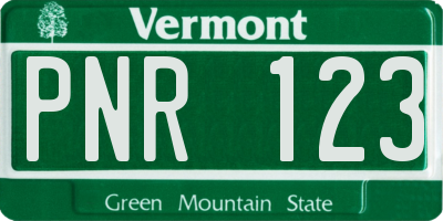 VT license plate PNR123