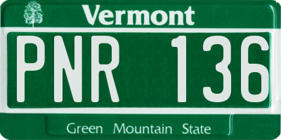 VT license plate PNR136