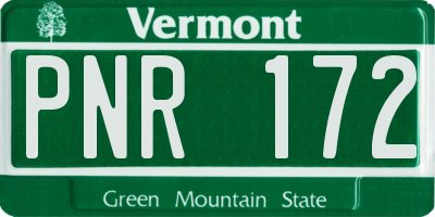 VT license plate PNR172