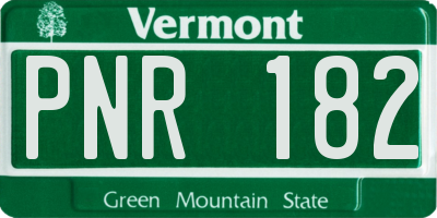 VT license plate PNR182