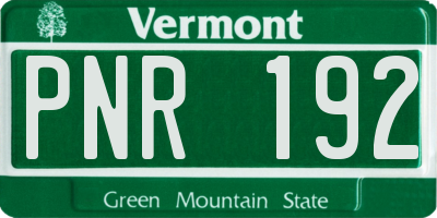 VT license plate PNR192