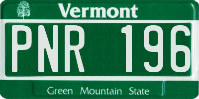 VT license plate PNR196