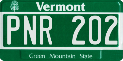 VT license plate PNR202