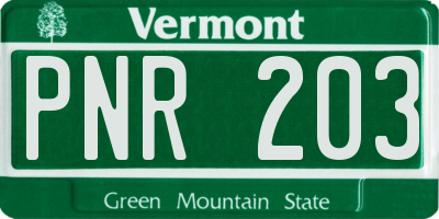 VT license plate PNR203