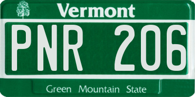 VT license plate PNR206