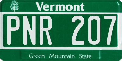 VT license plate PNR207