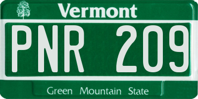 VT license plate PNR209