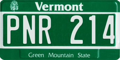 VT license plate PNR214